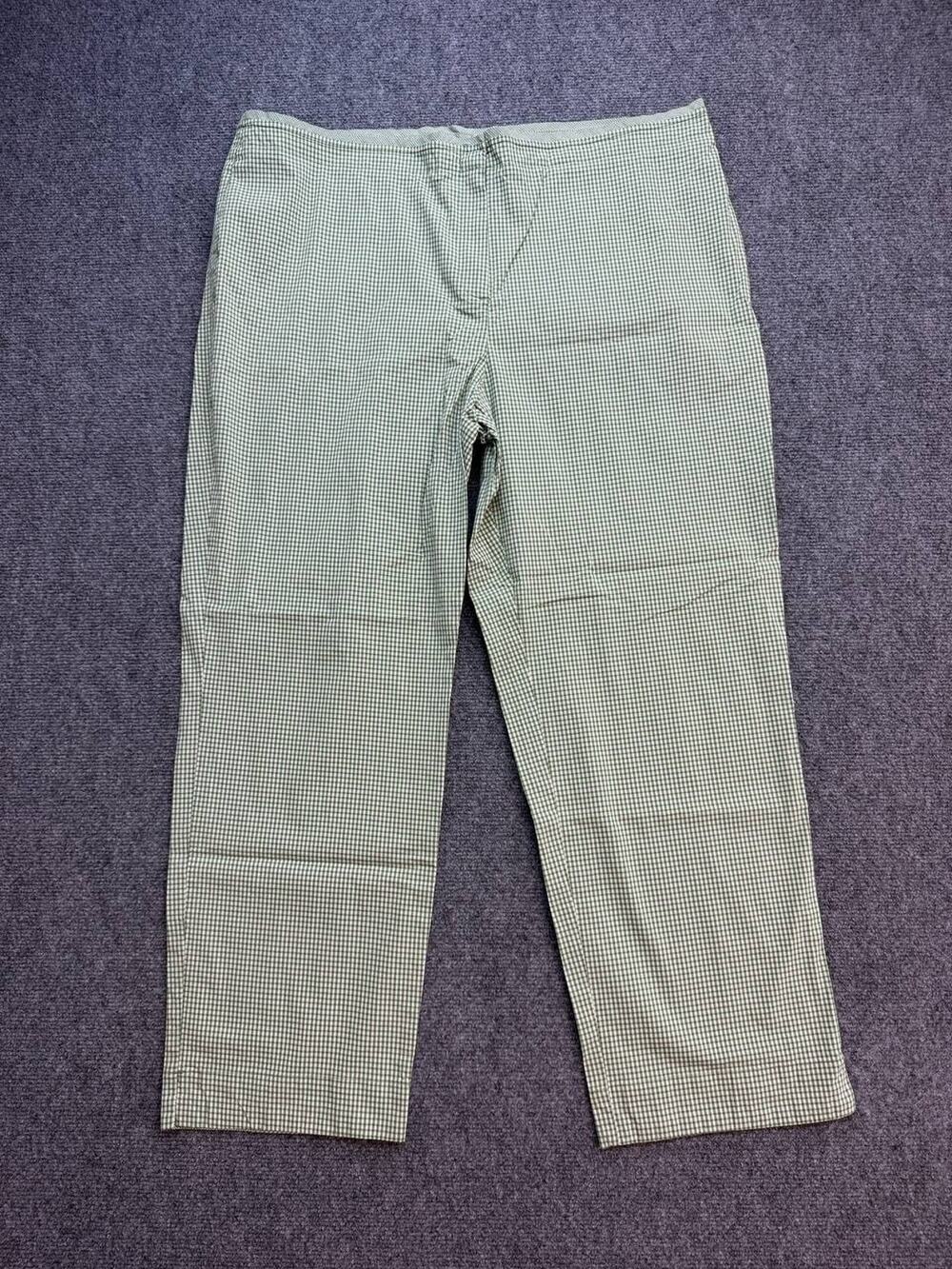 Talbots Chadwick Fit Women’s Pants Size 20 Green White Check Stretch Straight